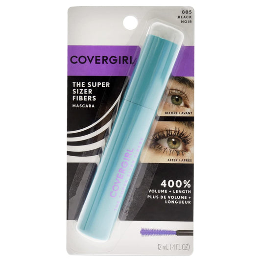 Super Sizer Fibers Mascara, Black 805, 0.35 Ounce (Packaging May Vary) Volumizing Mascara with Brush