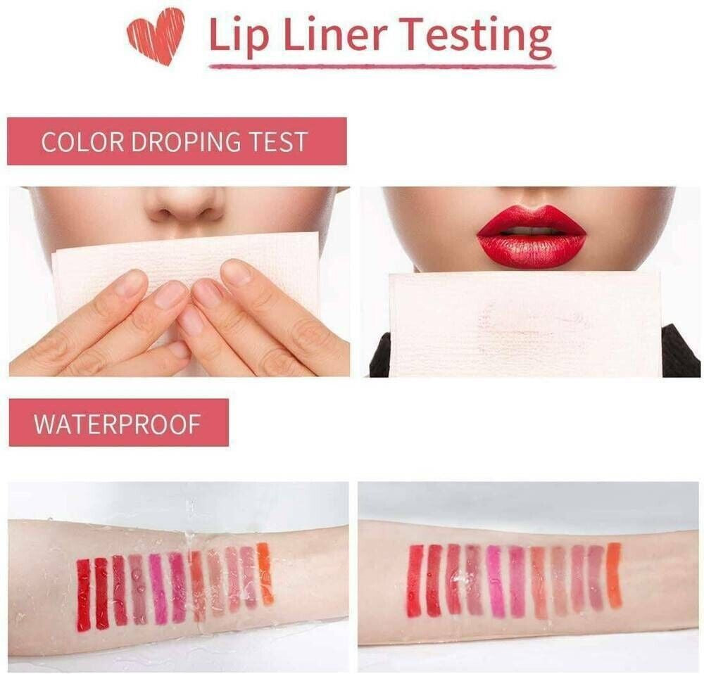 12Pcs Women Waterproof Lipstick Long Lasting Matte Lip Liner Pencil Lip Pen Set