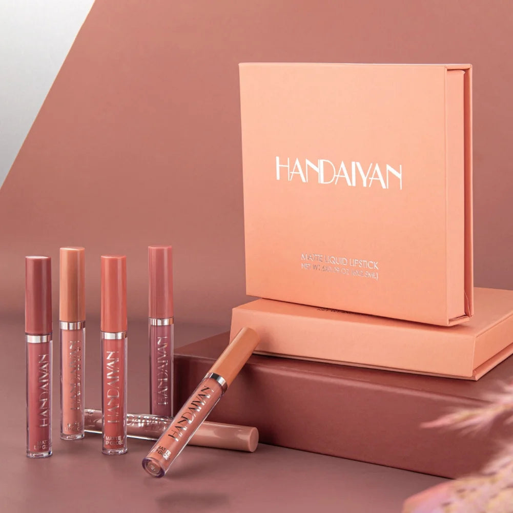 Handaiyan 6Pcs Matte Liquid Lipstick Waterproof Long Lasting Lip Gloss Cosmetics